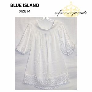Blue Island Embroidery Beach Cover Up